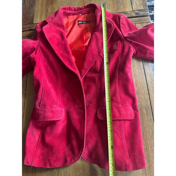 Vintage Split End Ltd Red Suede Blazer Jacket Size 14 - Picture 9 of 13